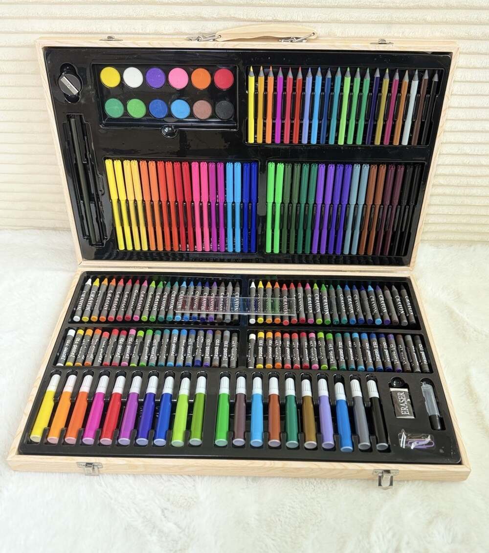 Professional Colors, Art Set 180 Pieces, Foldable Wooden Box Painting Girls/boys
